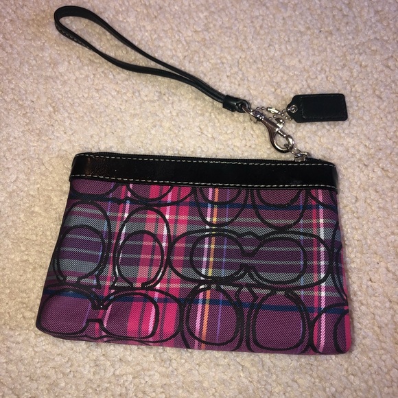 Multicolored Plaid Coach Wristlet - Picture 3 of 6